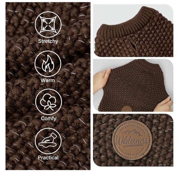 Cozy Brown Knit Dog Sweater - Picture 4 of 6